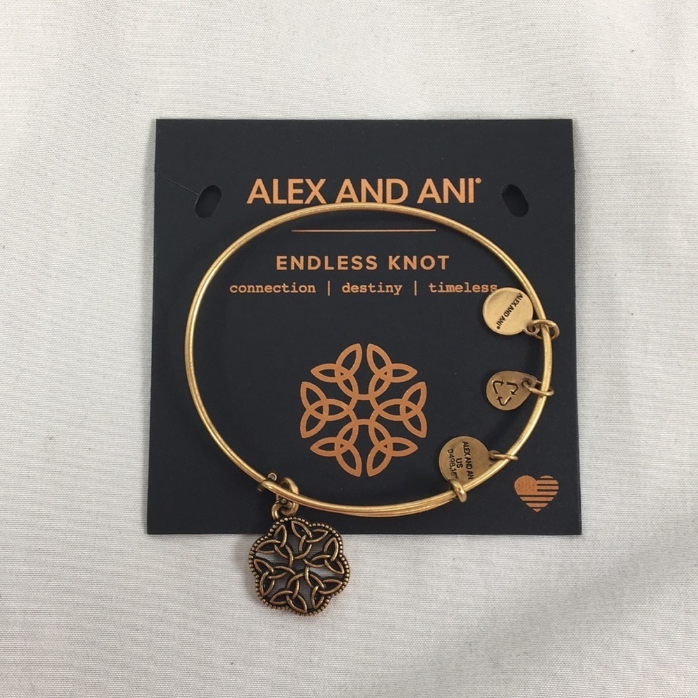 Alex and Ani Endless Knot Gold Density Bracelet Like - NEW In Box